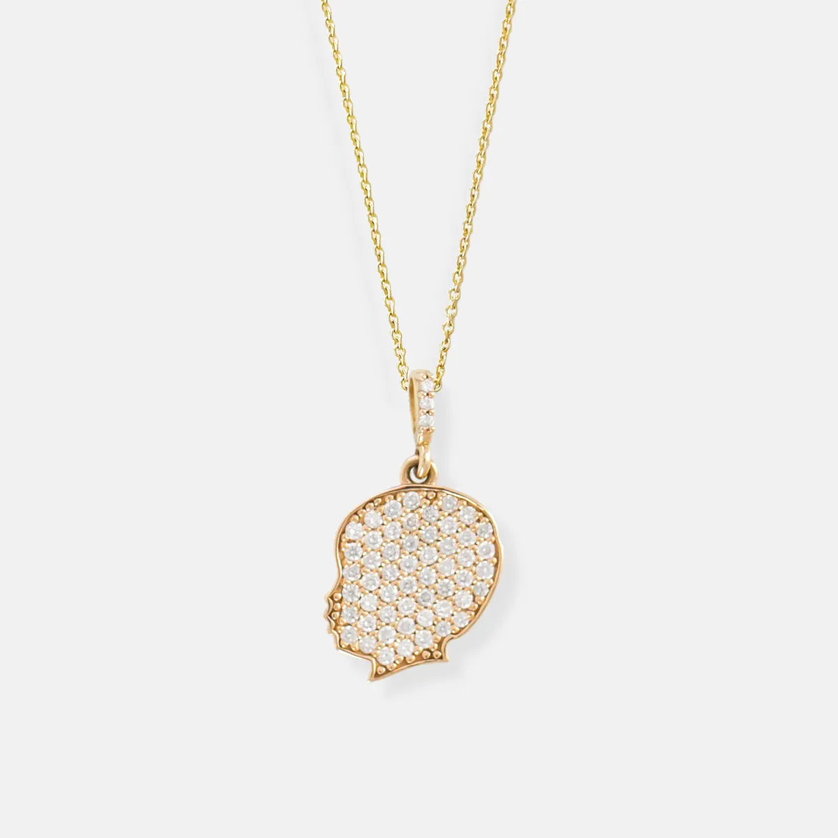 14K Gold Pavé Diamond Silhouette Charm Necklace