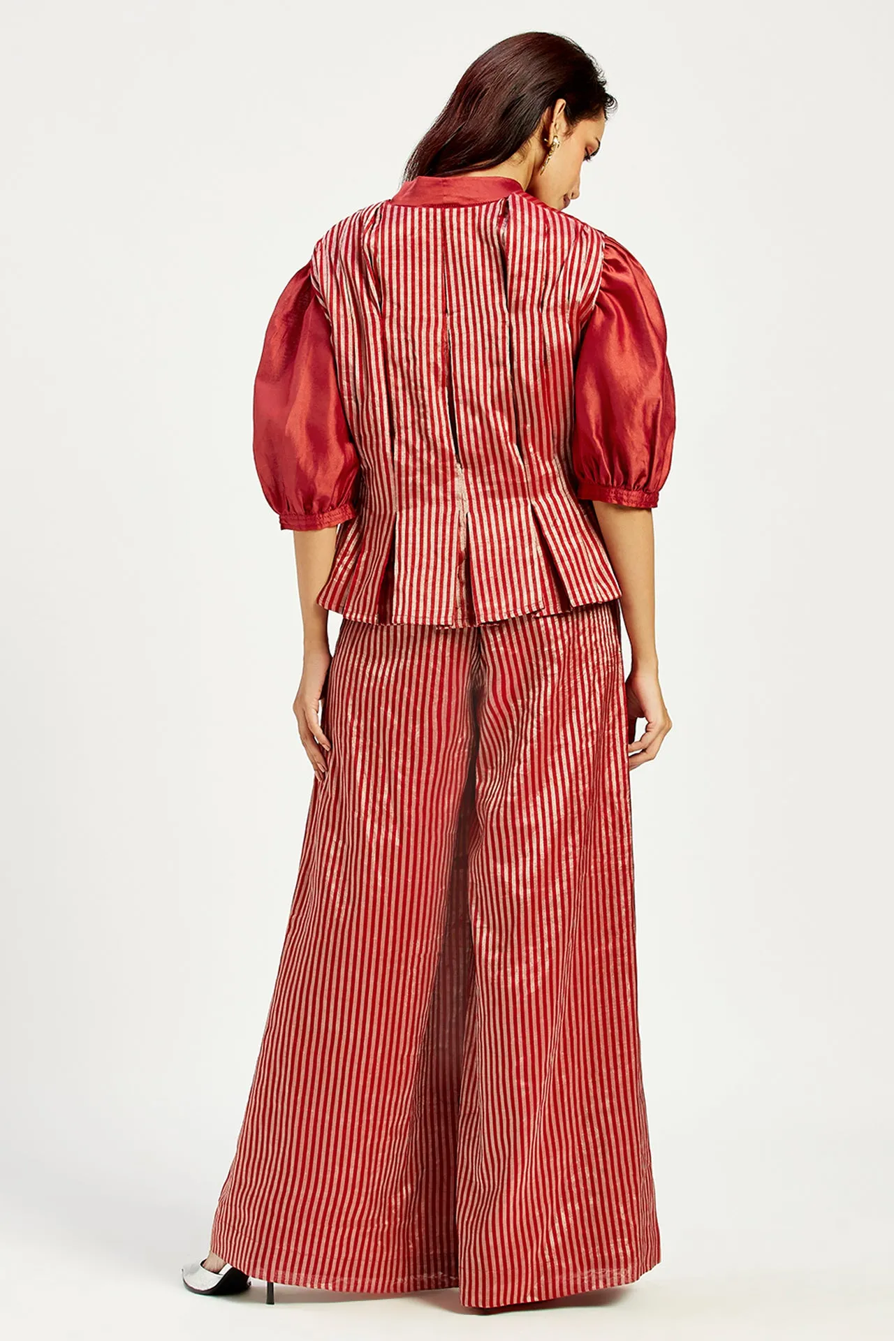 Agra 2.0 - Box Pleated Waistcoat   Folksy Wrap Top   Retro Flared Pants