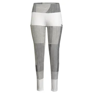 All-Over Print Women's High Waist Leggings With Side Pocket42 gray and white print