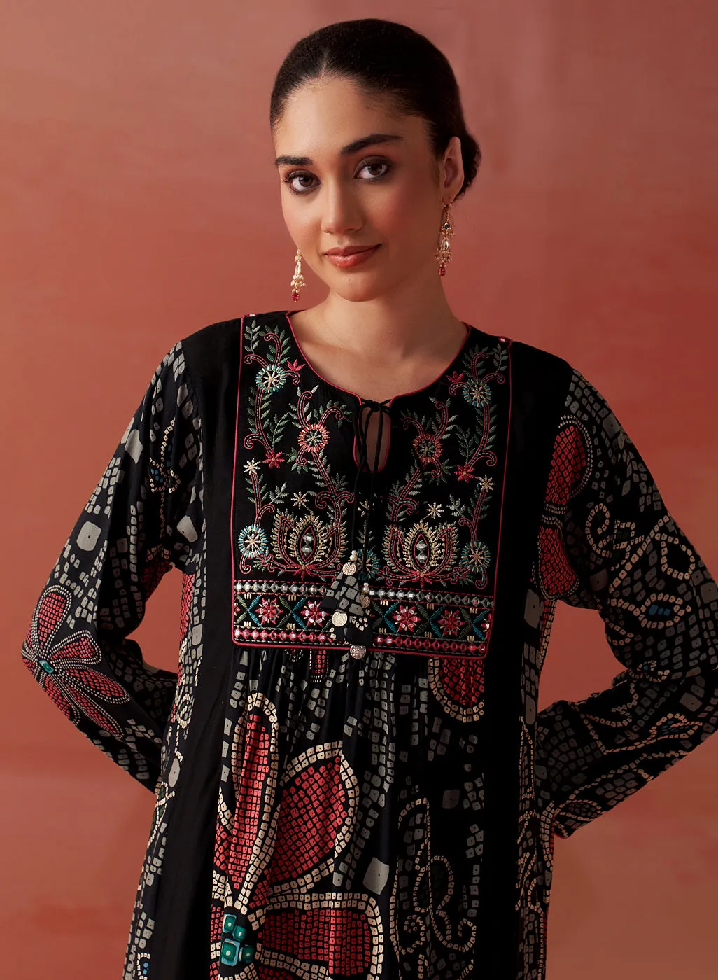 Anaisa Black Printed Rayon Kurta Set for Women