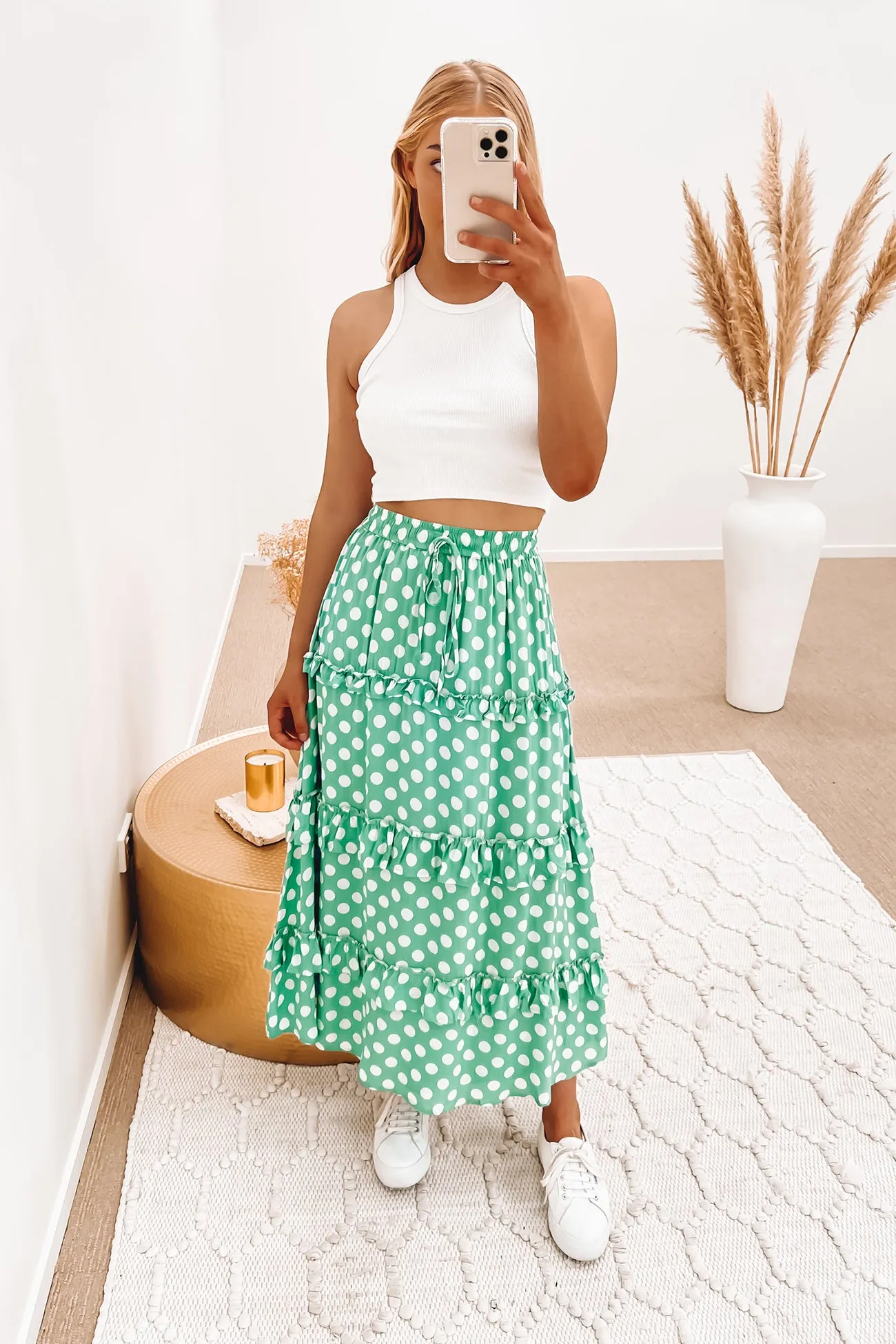 Arya Midi Skirt Green Spot