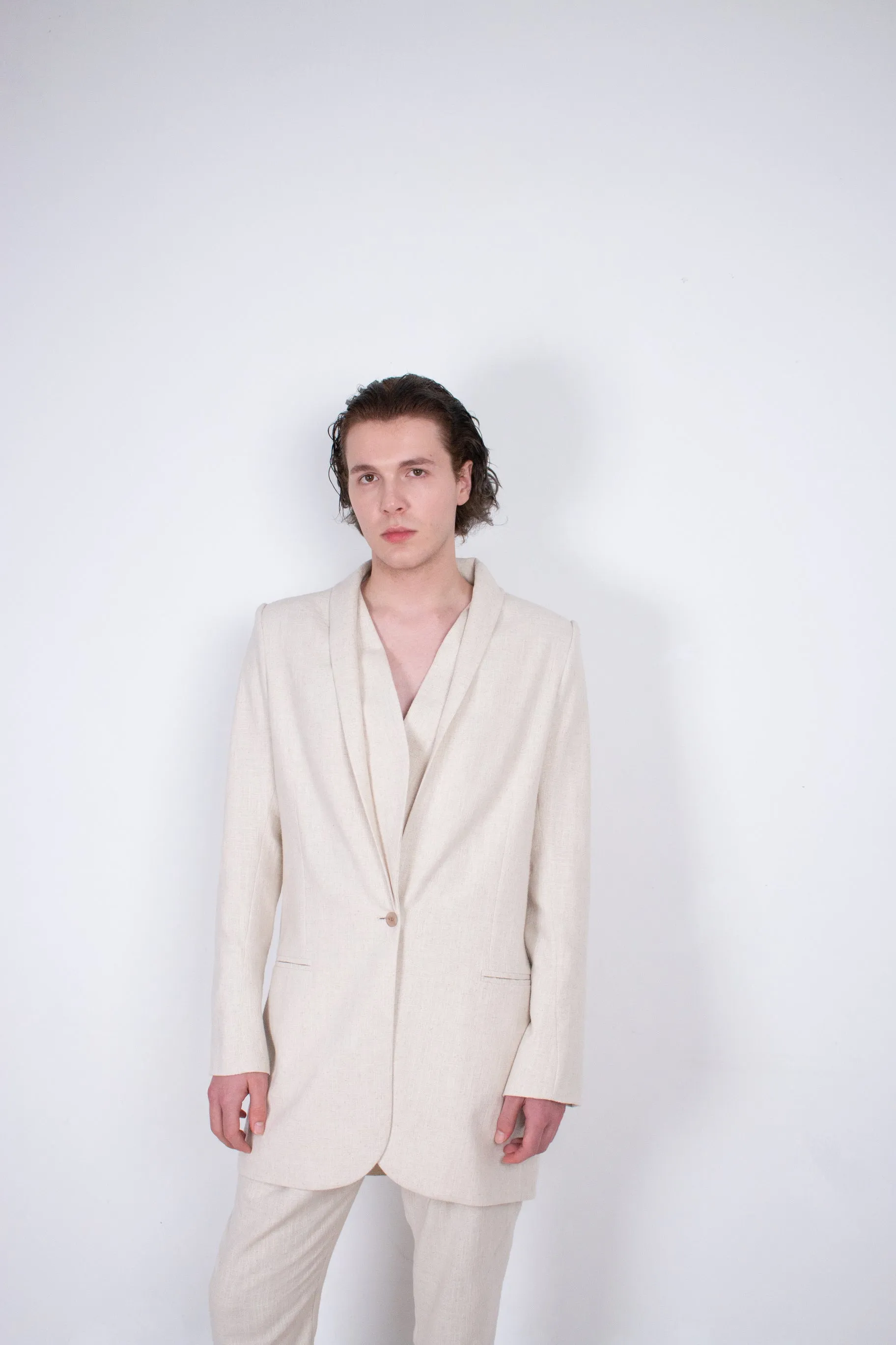 Beige Flax Tailored Jacket