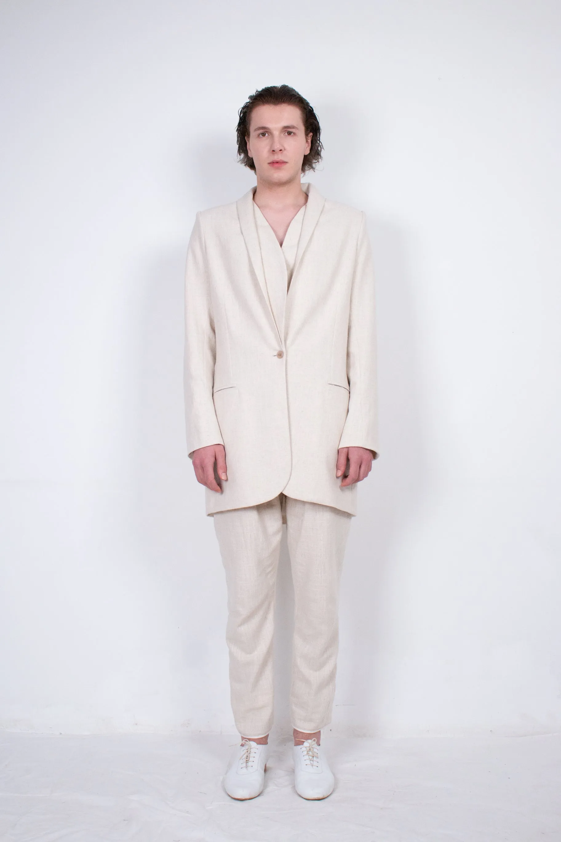 Beige Flax Tailored Jacket