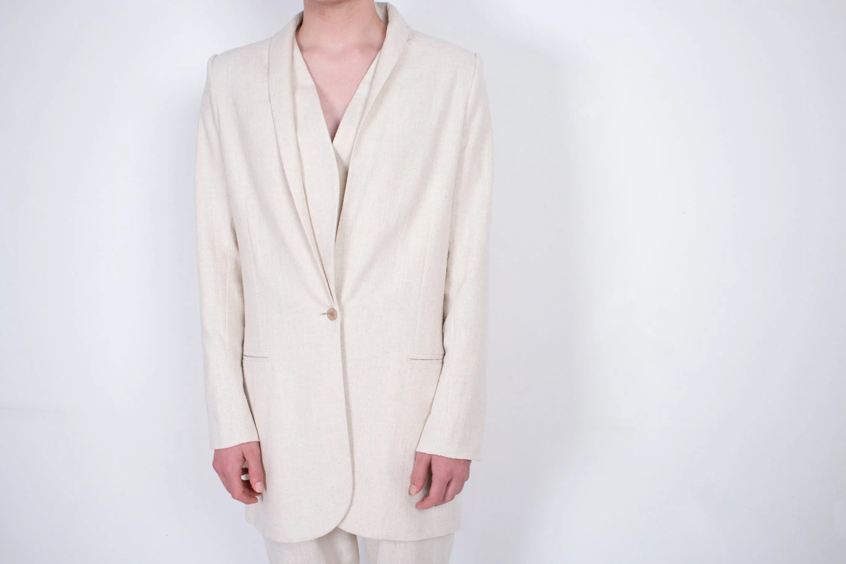 Beige Flax Tailored Jacket