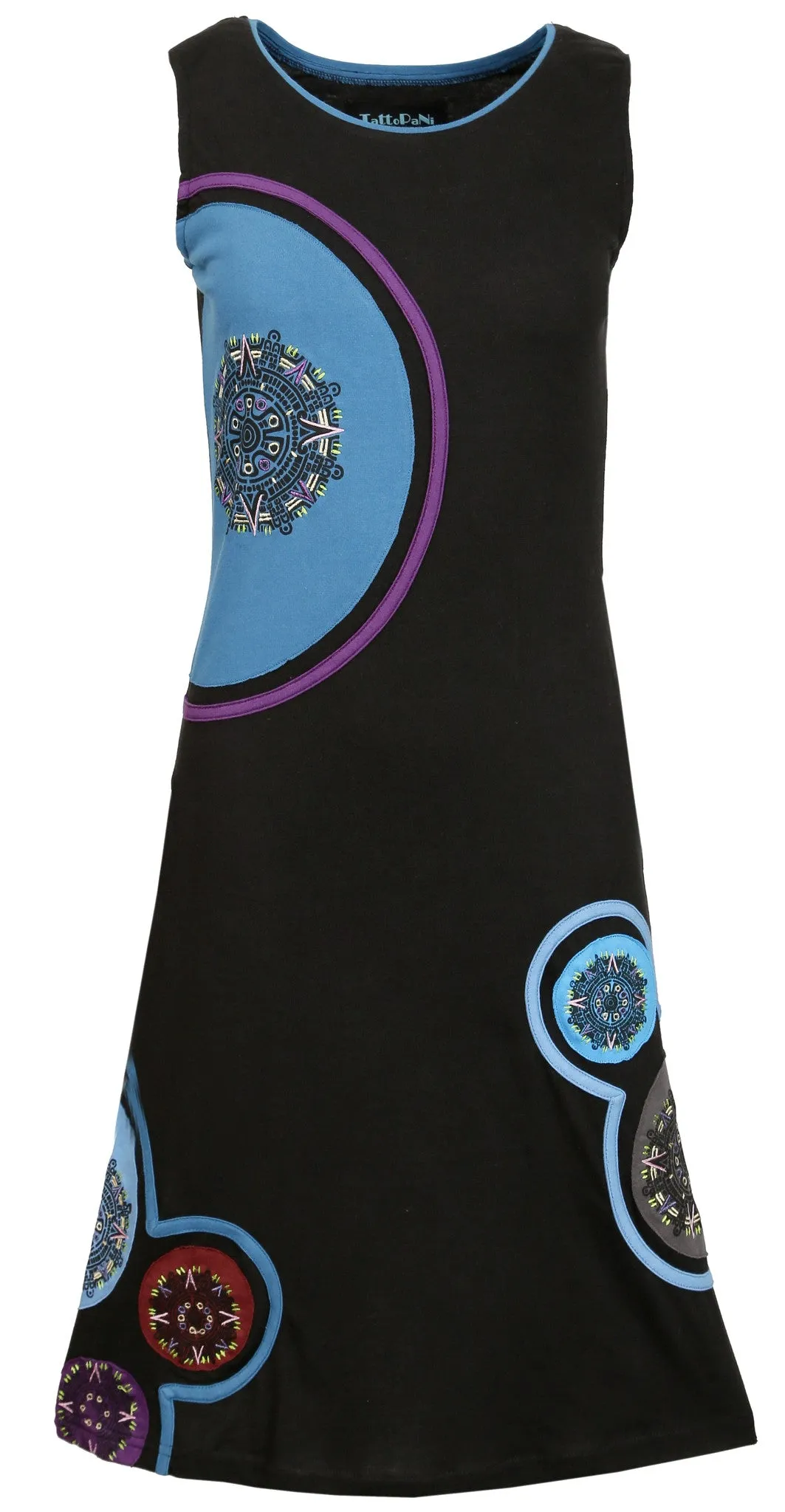 black-blue-sleeveless-dress-with-mandala-embroidery-and-hand-painted-design