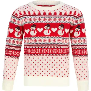 Christmas Snowman Nordic Fairisle Junior Christmas Jumper - Red