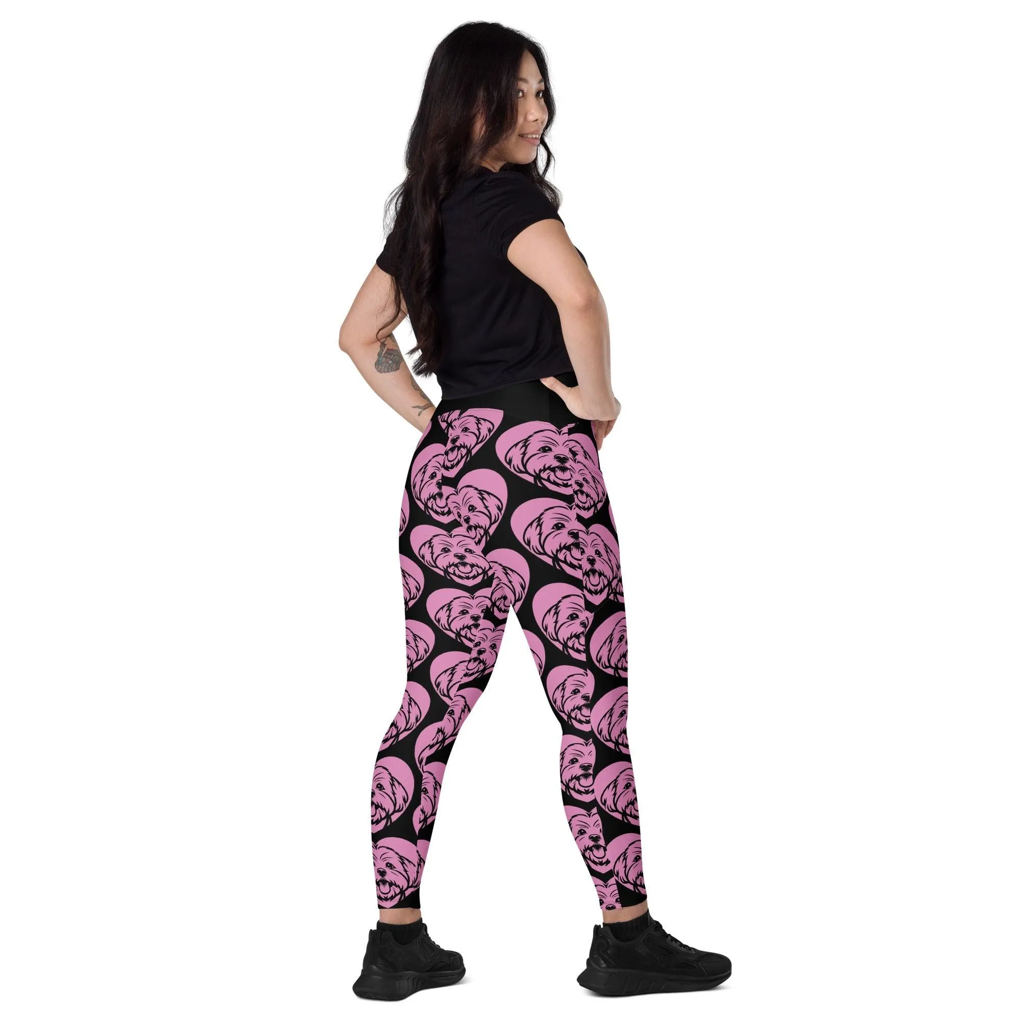 DOG BREED LEGGINGS with pockets - MALTESE - HERTTAHOUND - pink