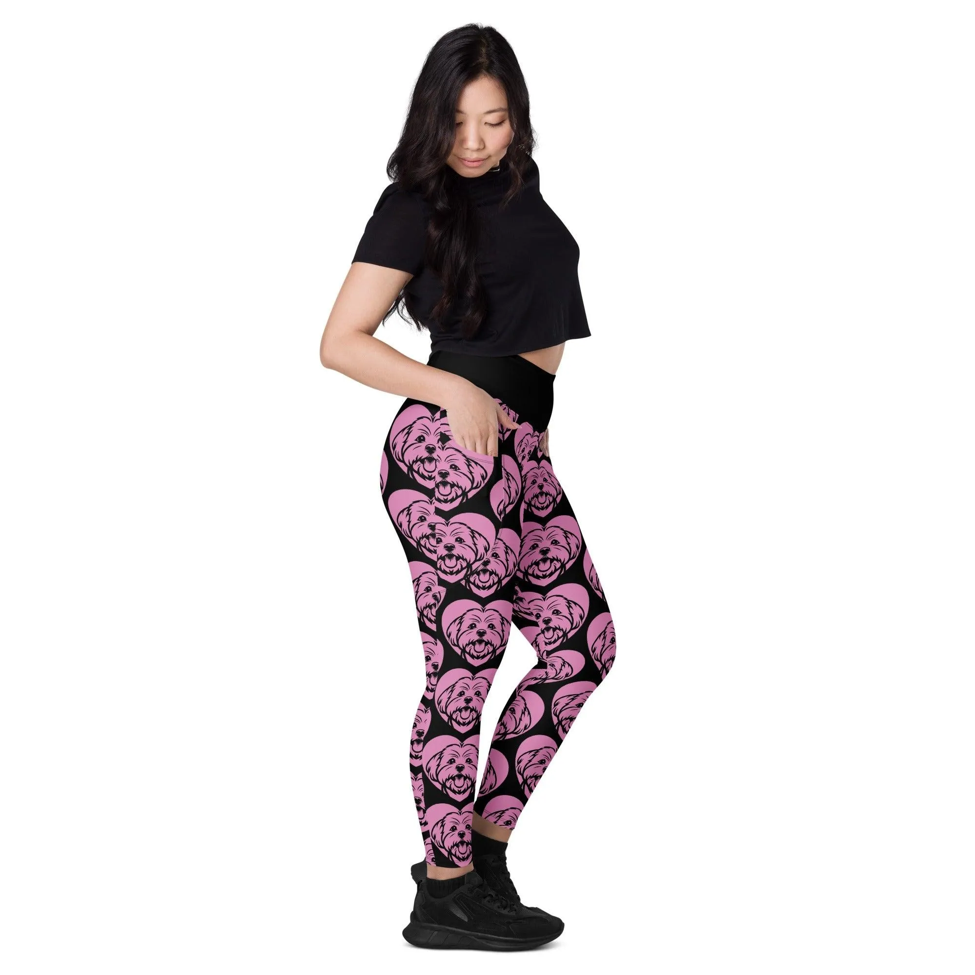 DOG BREED LEGGINGS with pockets - MALTESE - HERTTAHOUND - pink