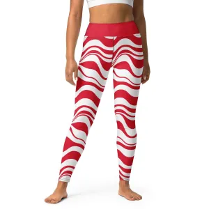 ENERGY WAVES red -2- Yoga Leggings