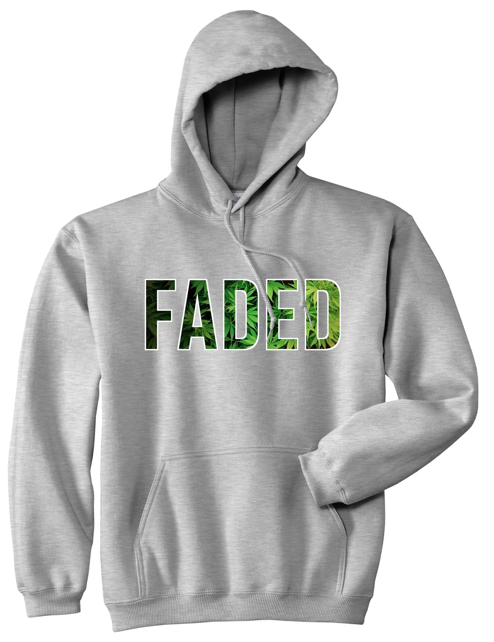 Faded Marijuana Weed Print Pullover Hoodie Hoody