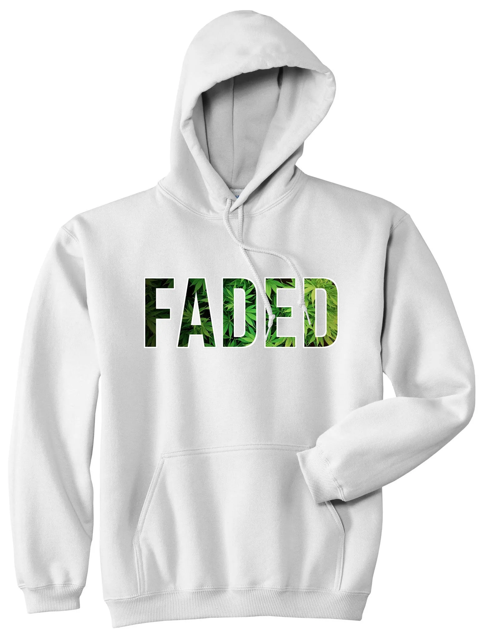 Faded Marijuana Weed Print Pullover Hoodie Hoody