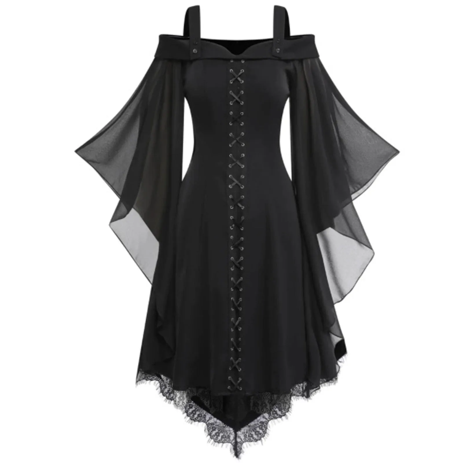 Funki Buys | Dresses | Women's Gothic Medieval Lace Up Dress