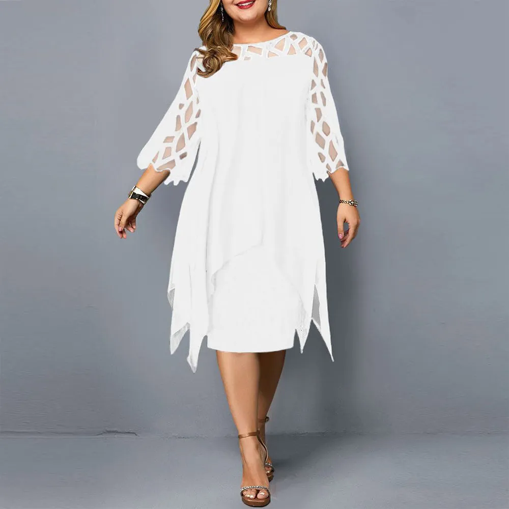 Funki Buys | Dresses | Women's Plus Size Lace Mesh Midi Dress