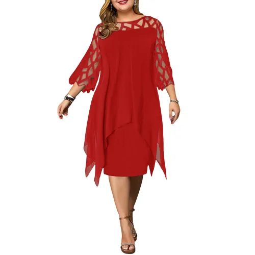 Funki Buys | Dresses | Women's Plus Size Lace Mesh Midi Dress