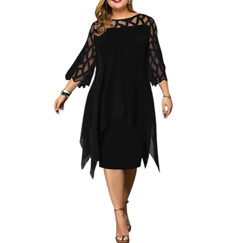 Funki Buys | Dresses | Women's Plus Size Lace Mesh Midi Dress