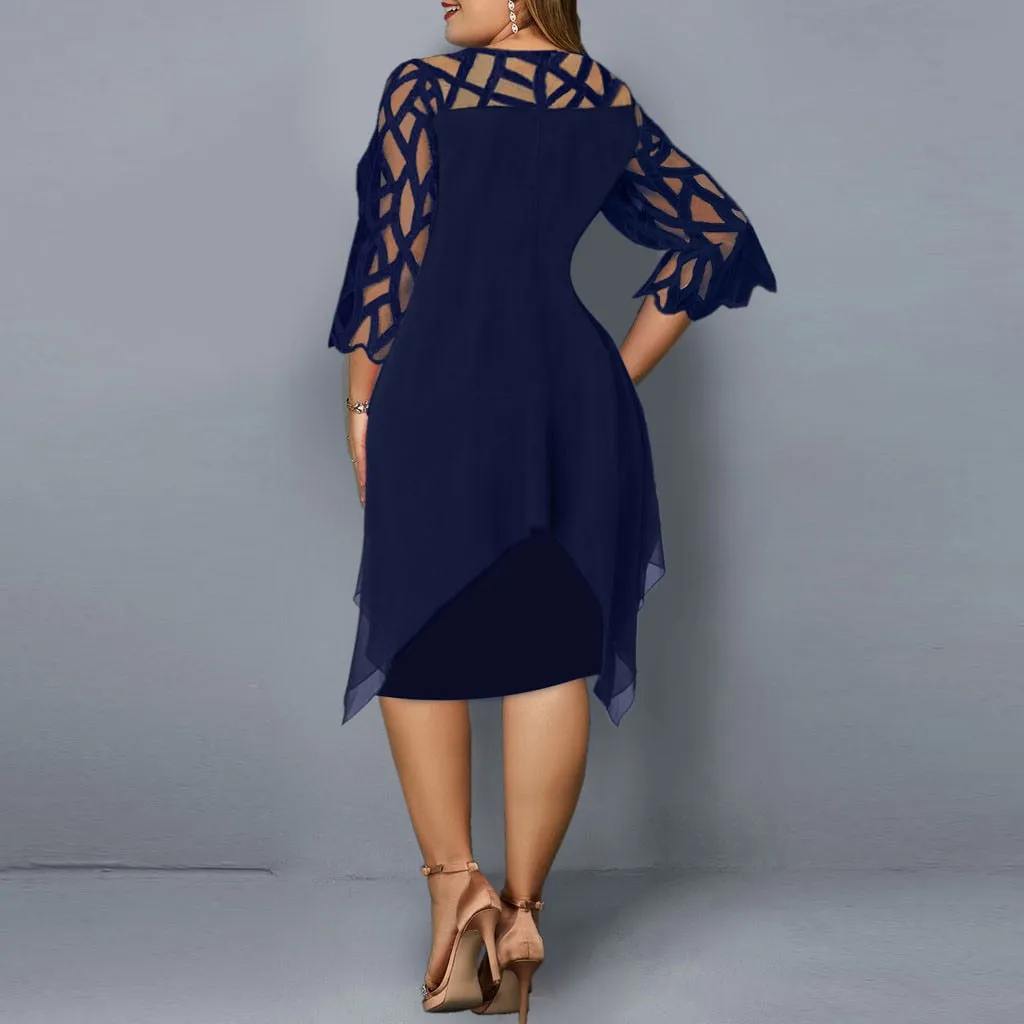 Funki Buys | Dresses | Women's Plus Size Lace Mesh Midi Dress