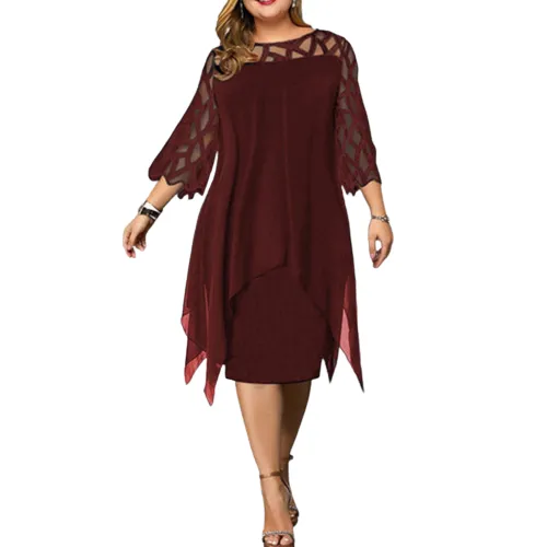 Funki Buys | Dresses | Women's Plus Size Lace Mesh Midi Dress