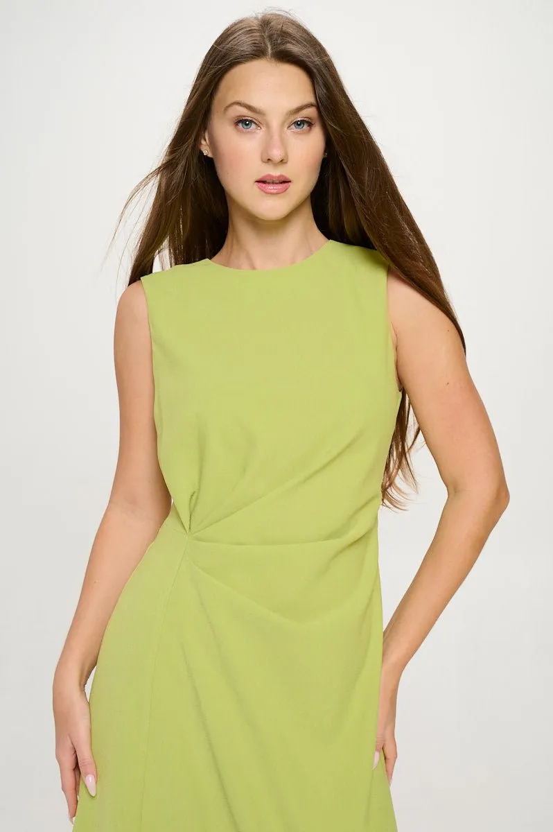 Gloria Sleeveless Side Ruched Midi Dress