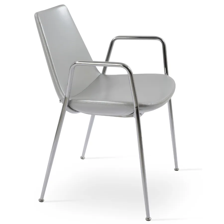 Grey Dining Chairs with Chrome Legs Eiffel