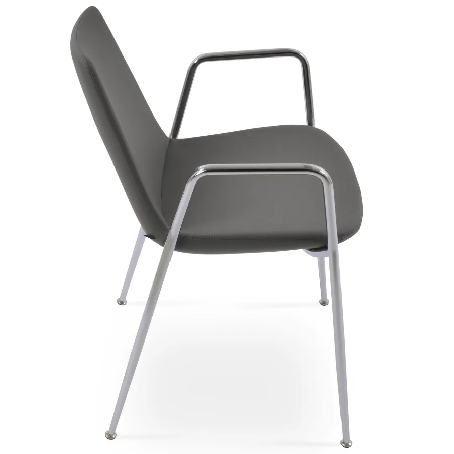 Grey Dining Chairs with Chrome Legs Eiffel