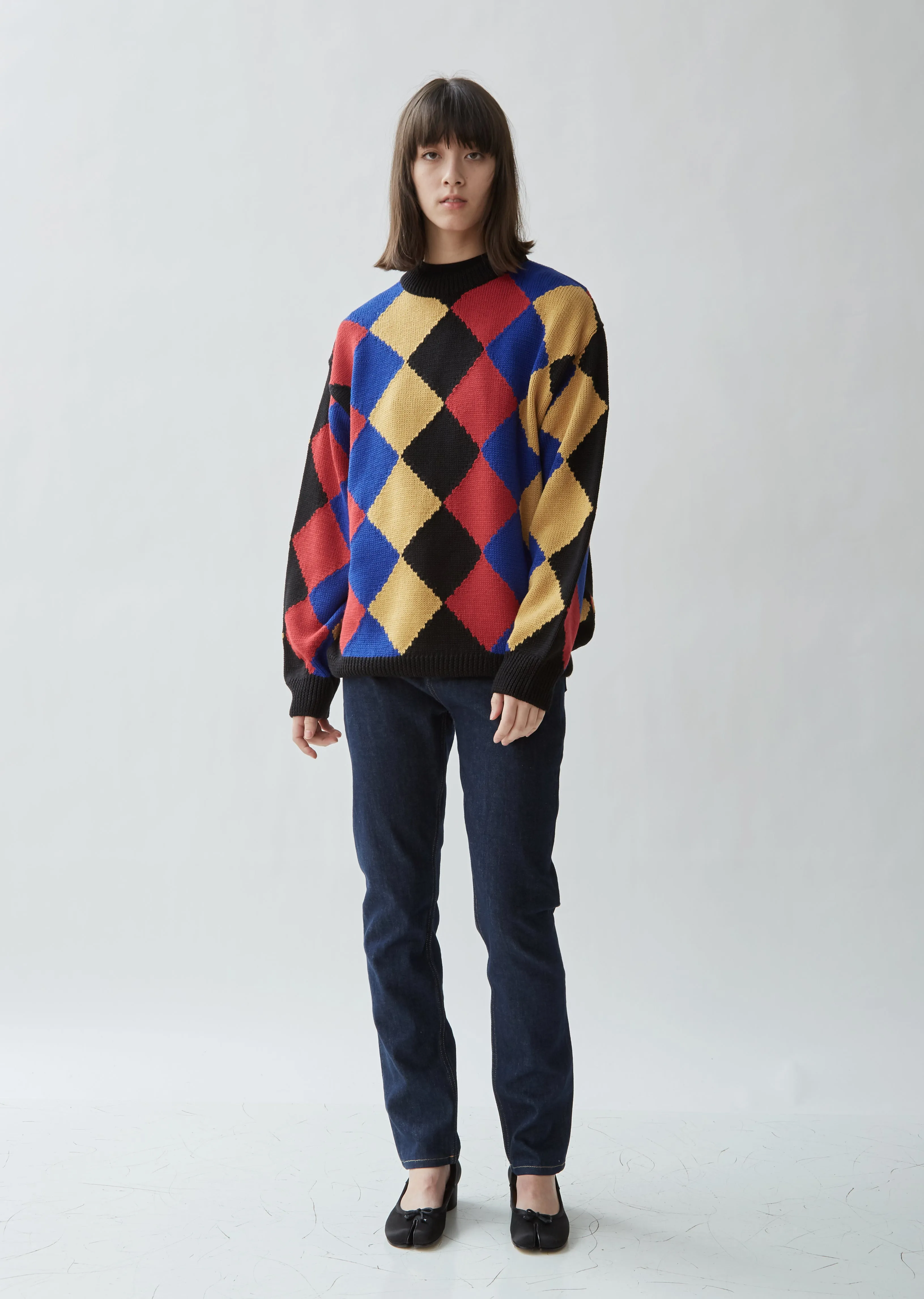 Harlequin Intarsia Knit Jumper