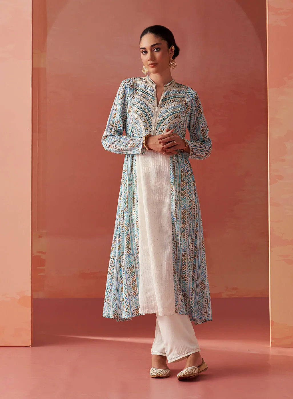 Imara Blue Printed Georgette Kurta Set