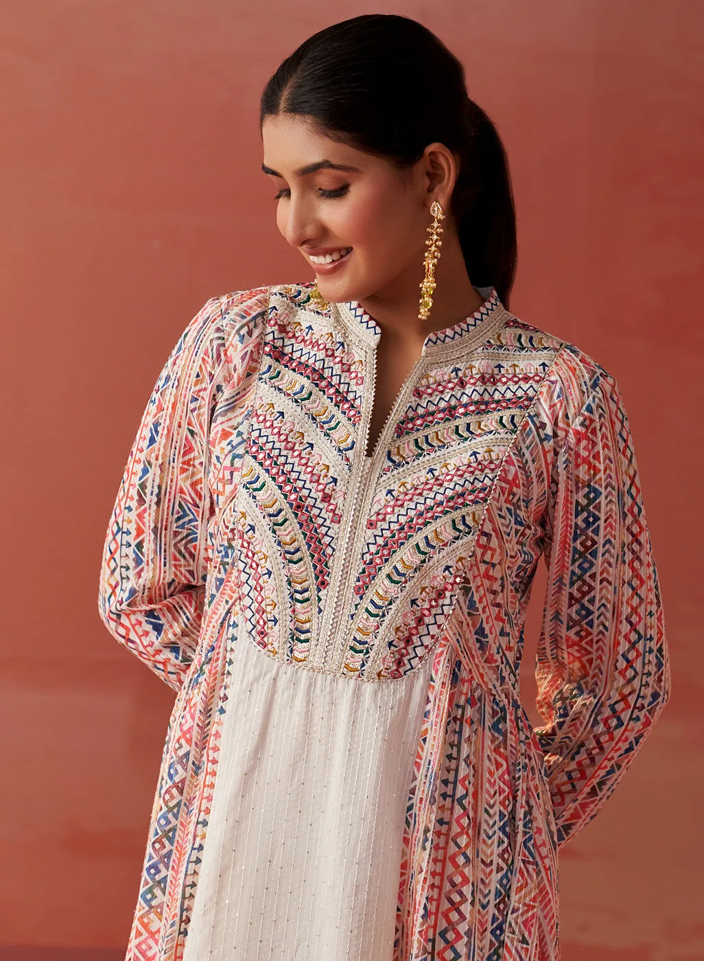 Imara Pink Printed Georgette Kurta Set