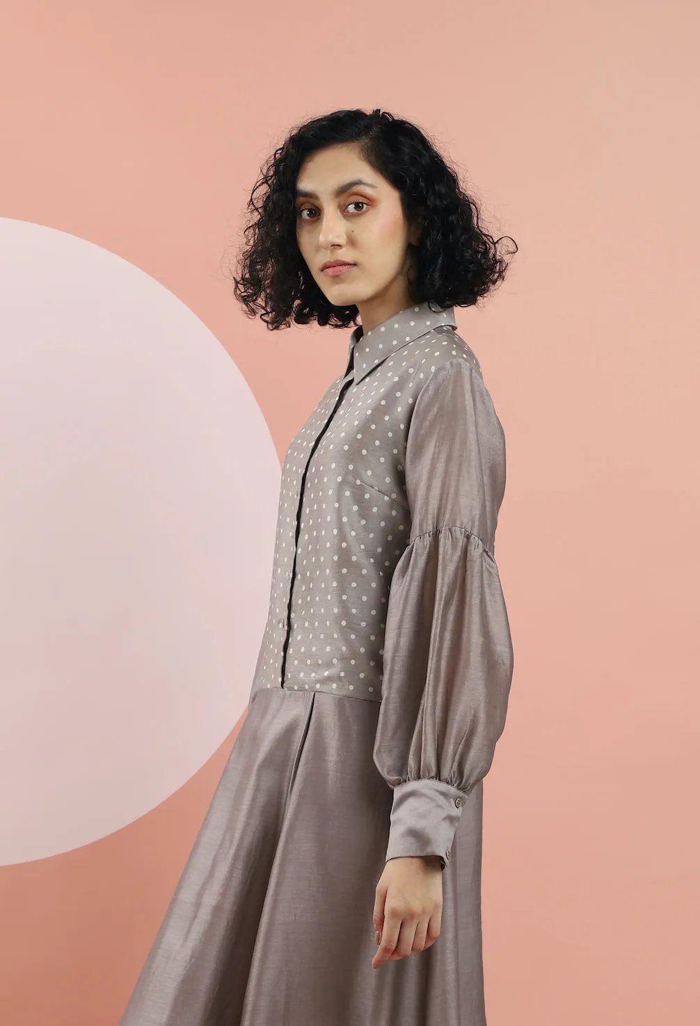 Kashish Bagru Print Polka Dot Shirt Dress