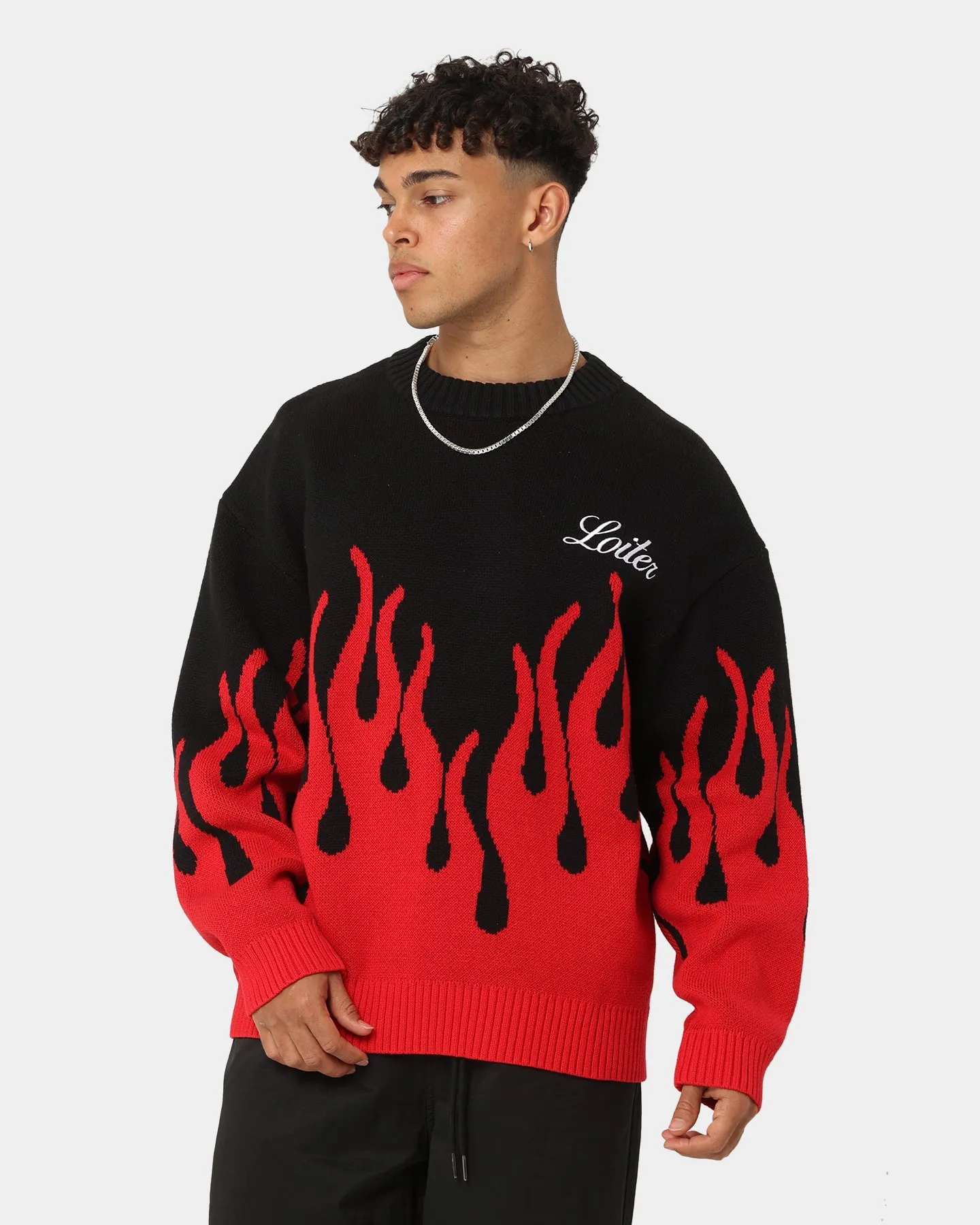 Loiter Inferno Knit Sweater Black/Red