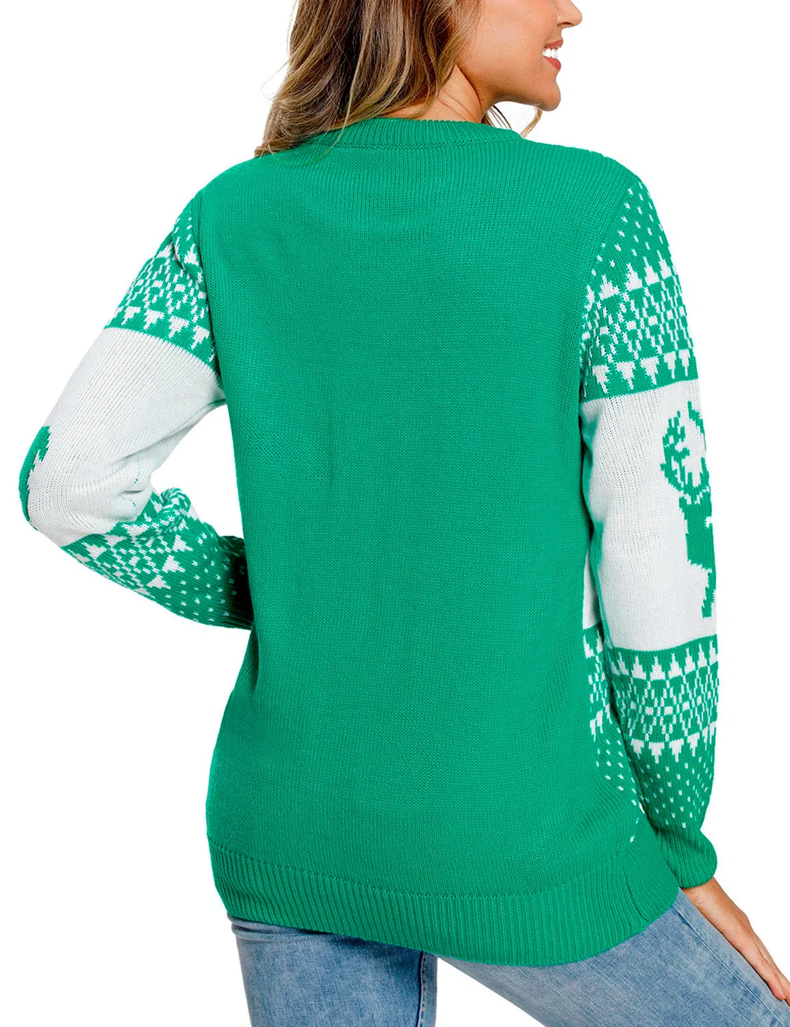 luvamia Women's Crewneck Ugly Christmas Sweater Casual Knit Pullover Sweater Top