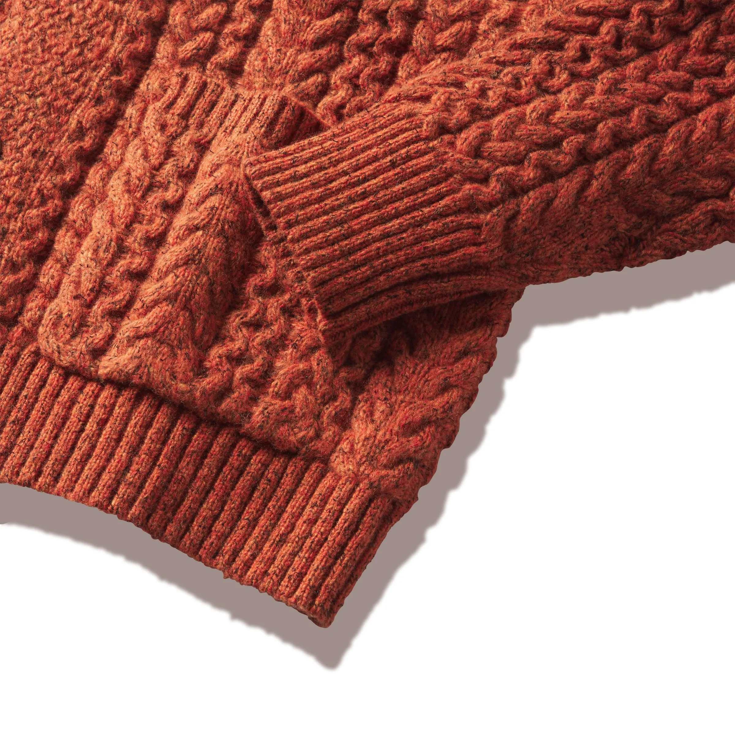 Melange Cable  Shawl Cardigan - Burnt Orange