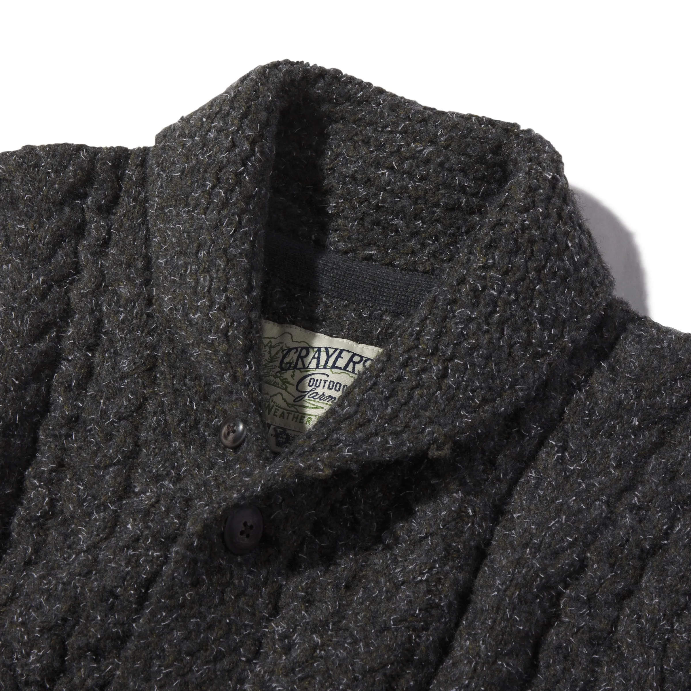 Melange Cable  Shawl Cardigan - Charcoal