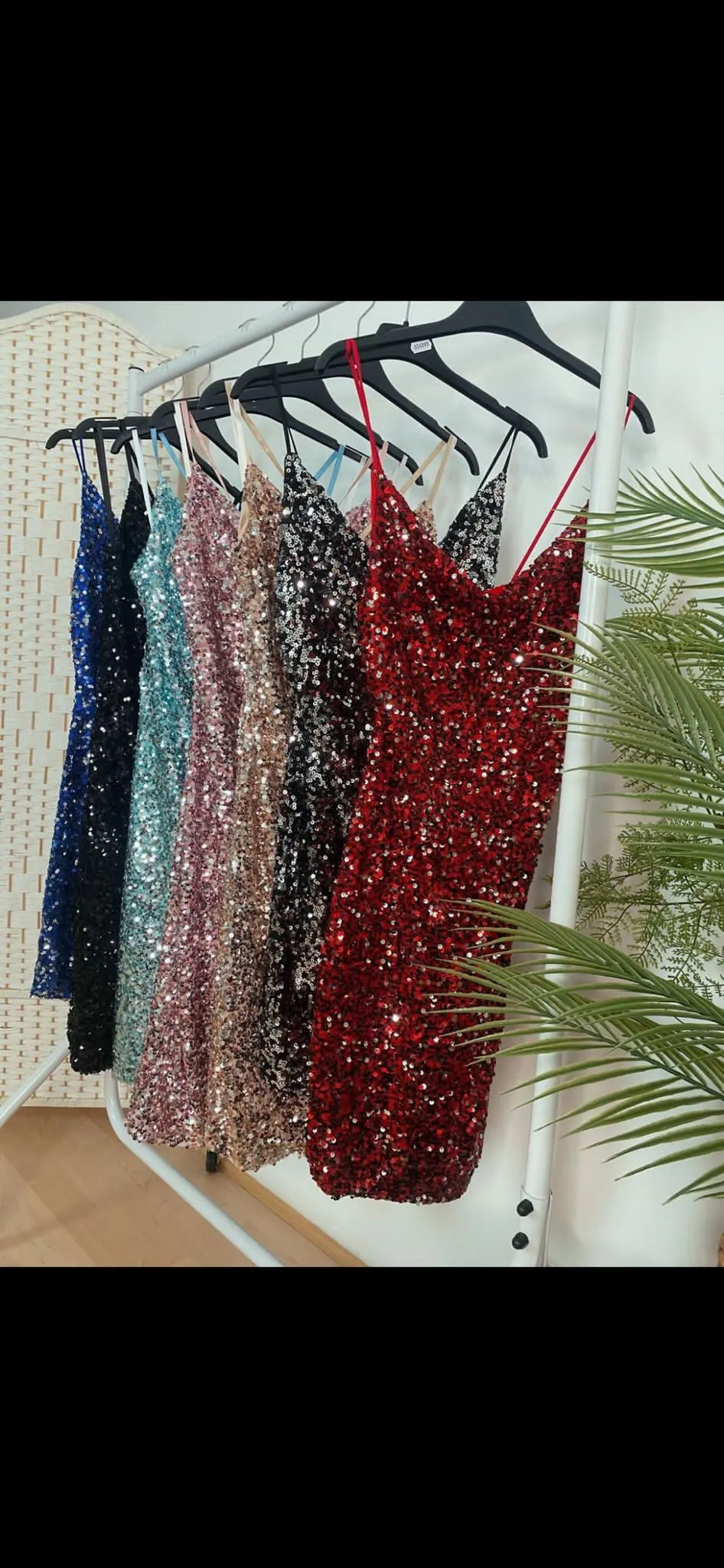 NINA SEQUIN GLITTER STRAPPY MINI  DRESS