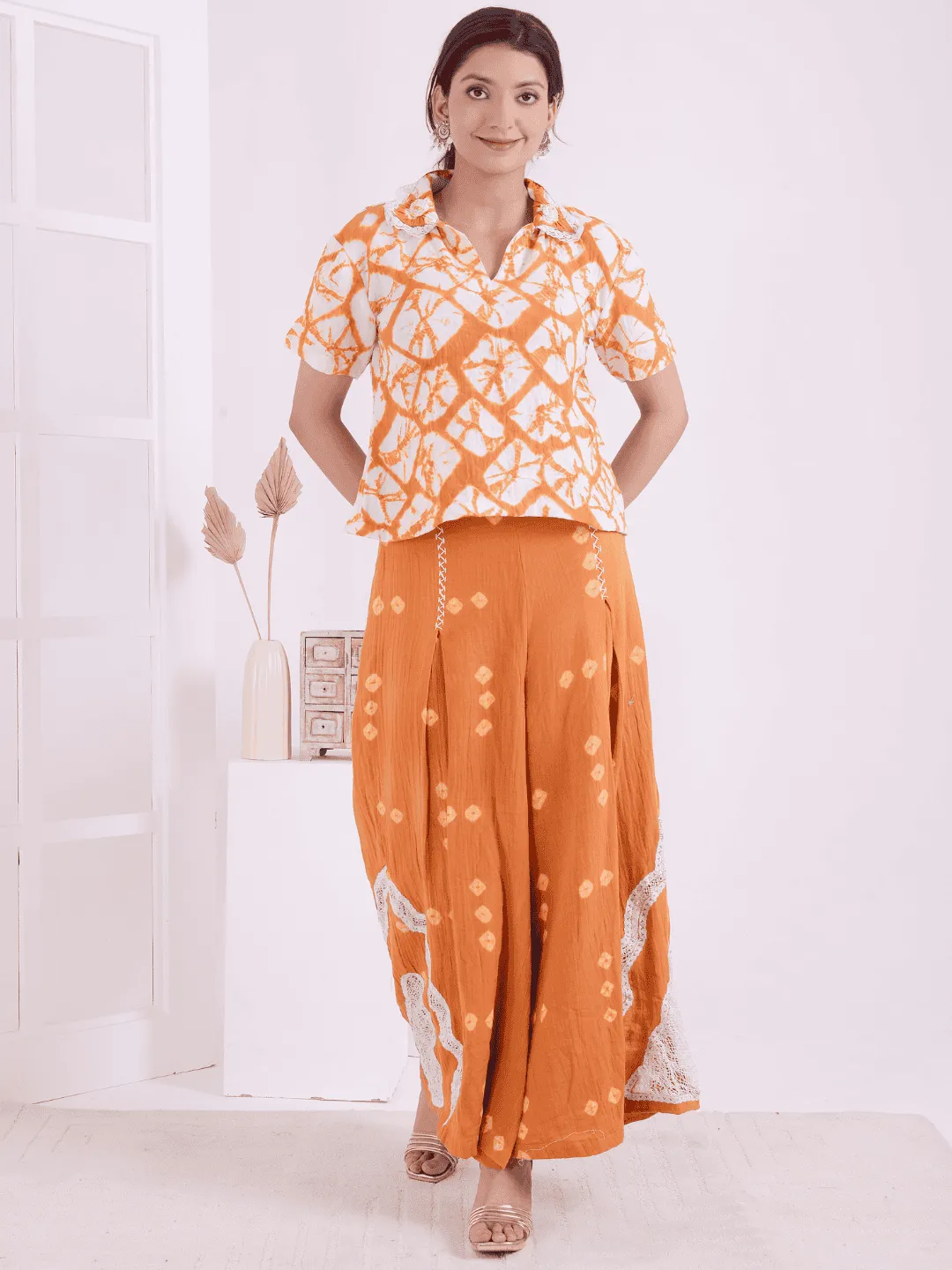 Orange & White Tie-Dye Co-ord Set