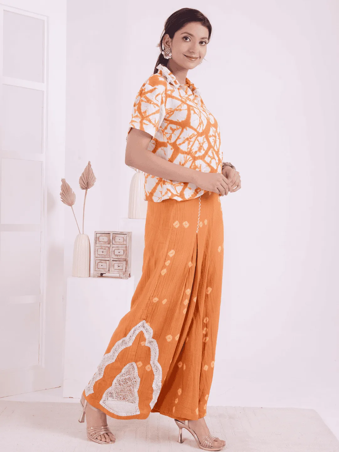 Orange & White Tie-Dye Co-ord Set