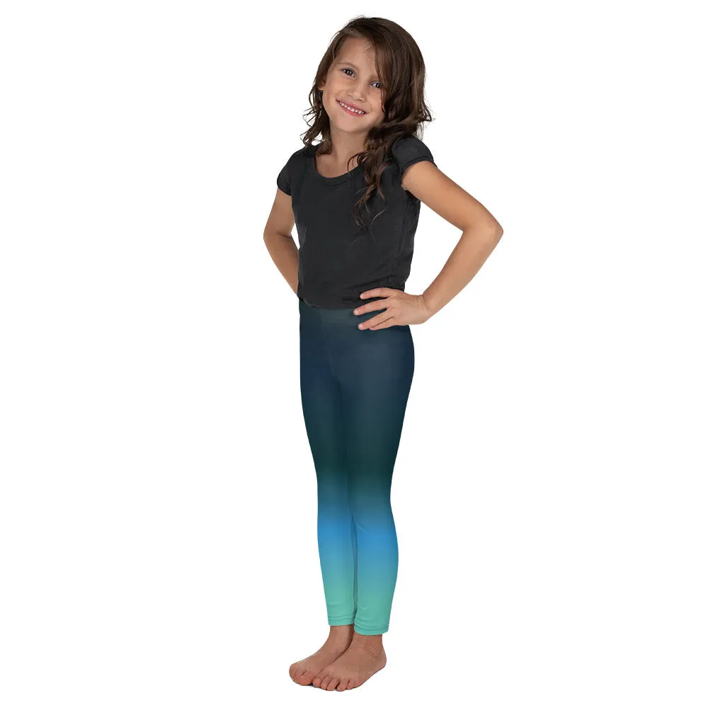 Reverse Olive Blue Gradient Kid's Leggings, Toddler, Girls and Boys Matching Family Outfits