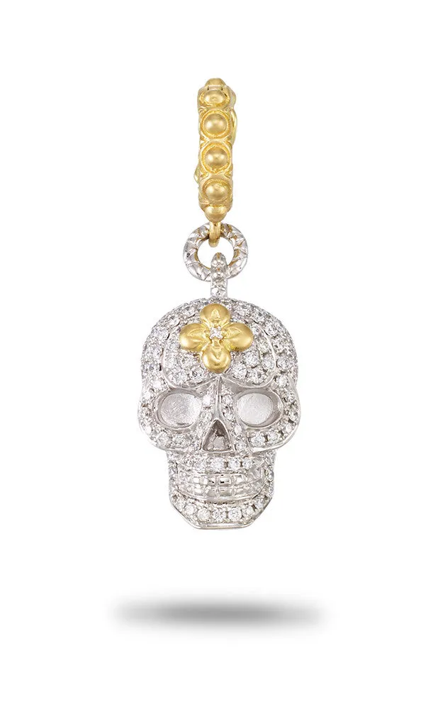 Roses Never Die Skull Charm CLOSED BAIL –  Diamond,50% non-refundable deposit