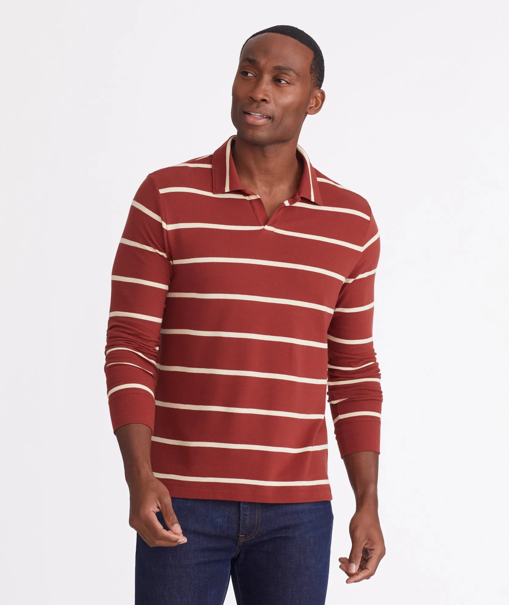 Striped Johnny Collar Polo - FINAL SALE