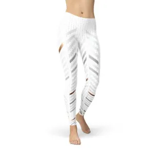 Trendy Women's White Striped Active Leggings for Unmatched Comfort