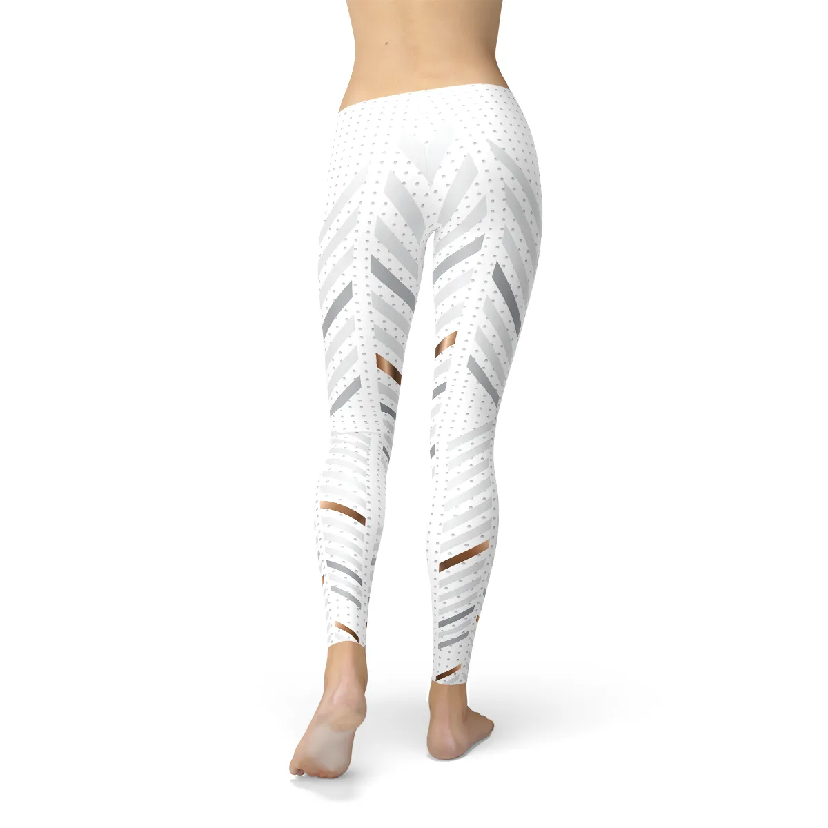 Trendy Women's White Striped Active Leggings for Unmatched Comfort