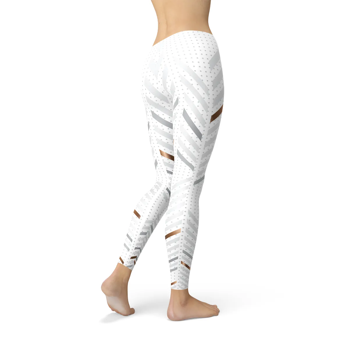 Trendy Women's White Striped Active Leggings for Unmatched Comfort