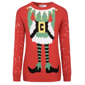 Women's red Christmas jacquard knit sweater