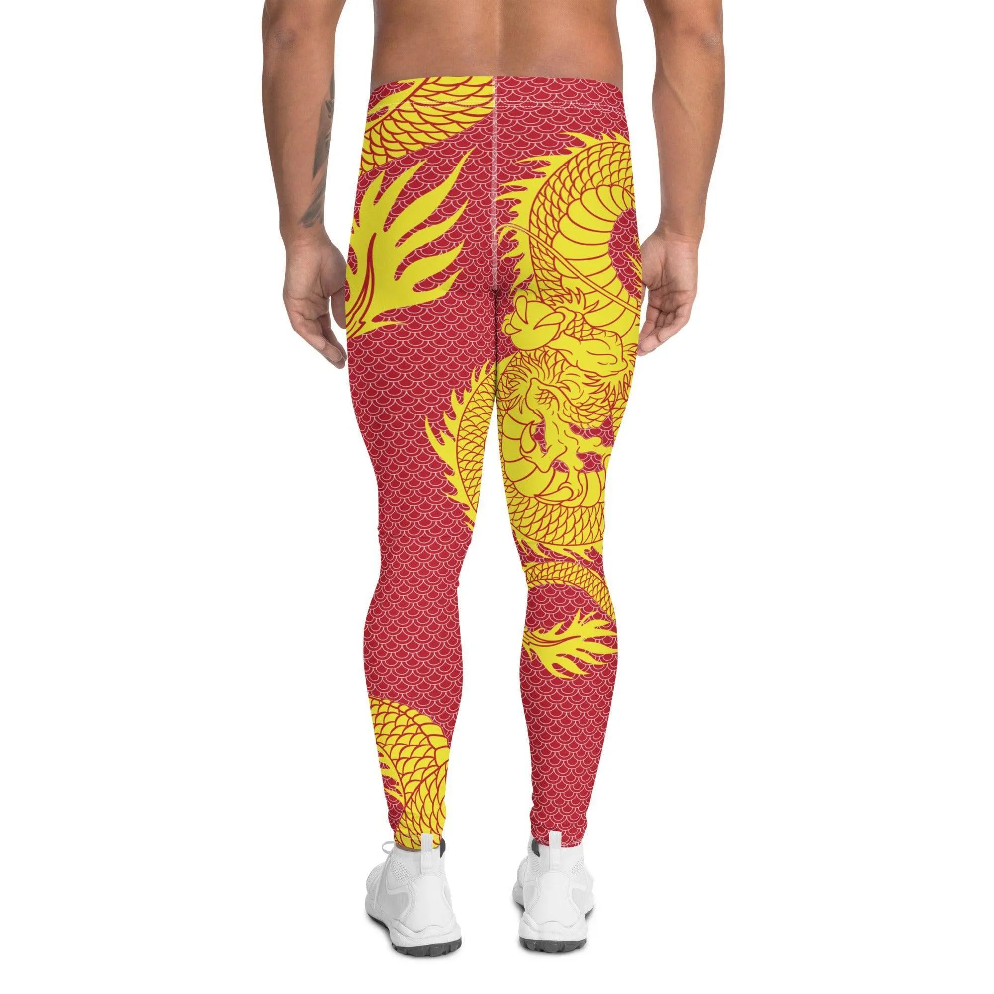 Yellow Dragon Red Leggings for Men